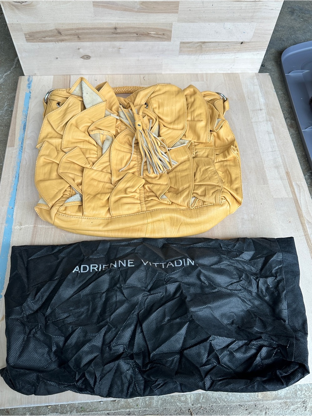Adrienne Vittadini Yellow Ruffle Shoulder Bag
